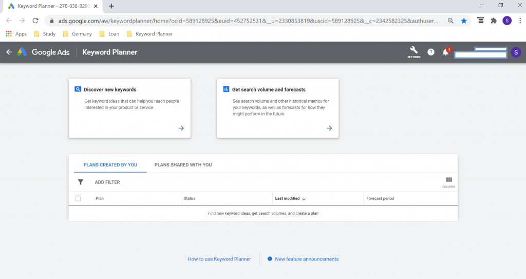 Using Google Keyword Planner to search appropriate Keyword