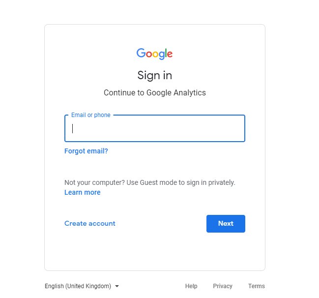 Log in to your Google Analytics account